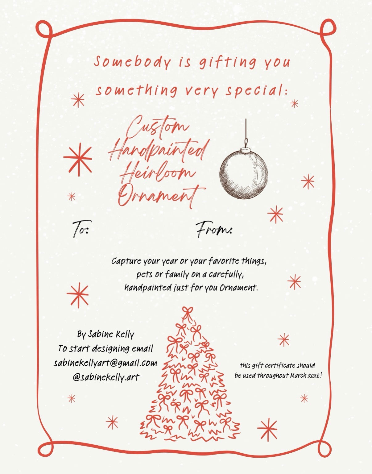 Ornament Gift Certificate - January 2026 Delivery