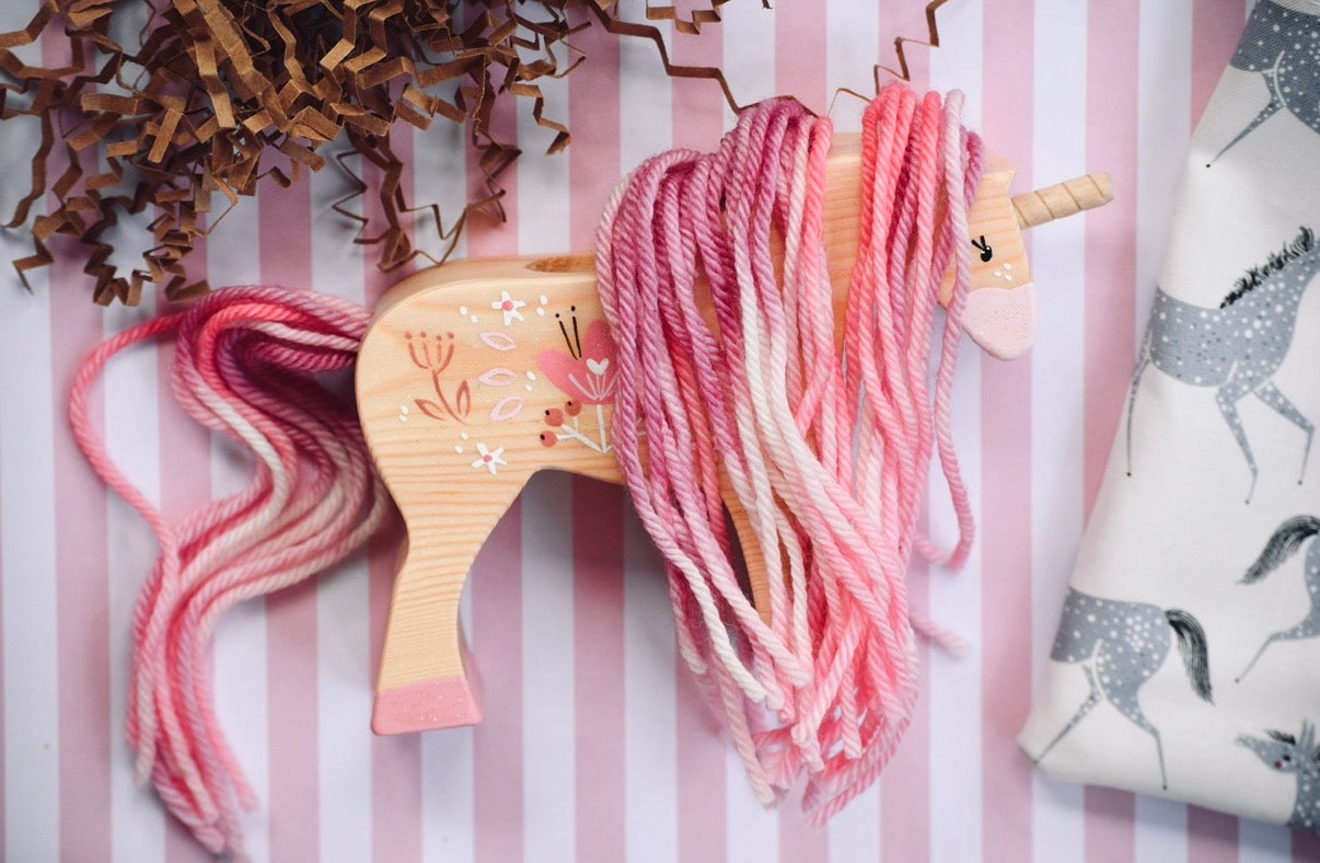 Wooden Custom Horses with Yarn Hair