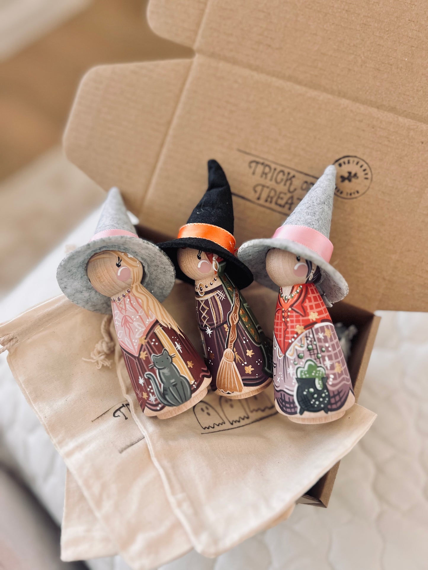 Seasonal - Hocus Pocus - Set of 3 Tall Dolls w Hats