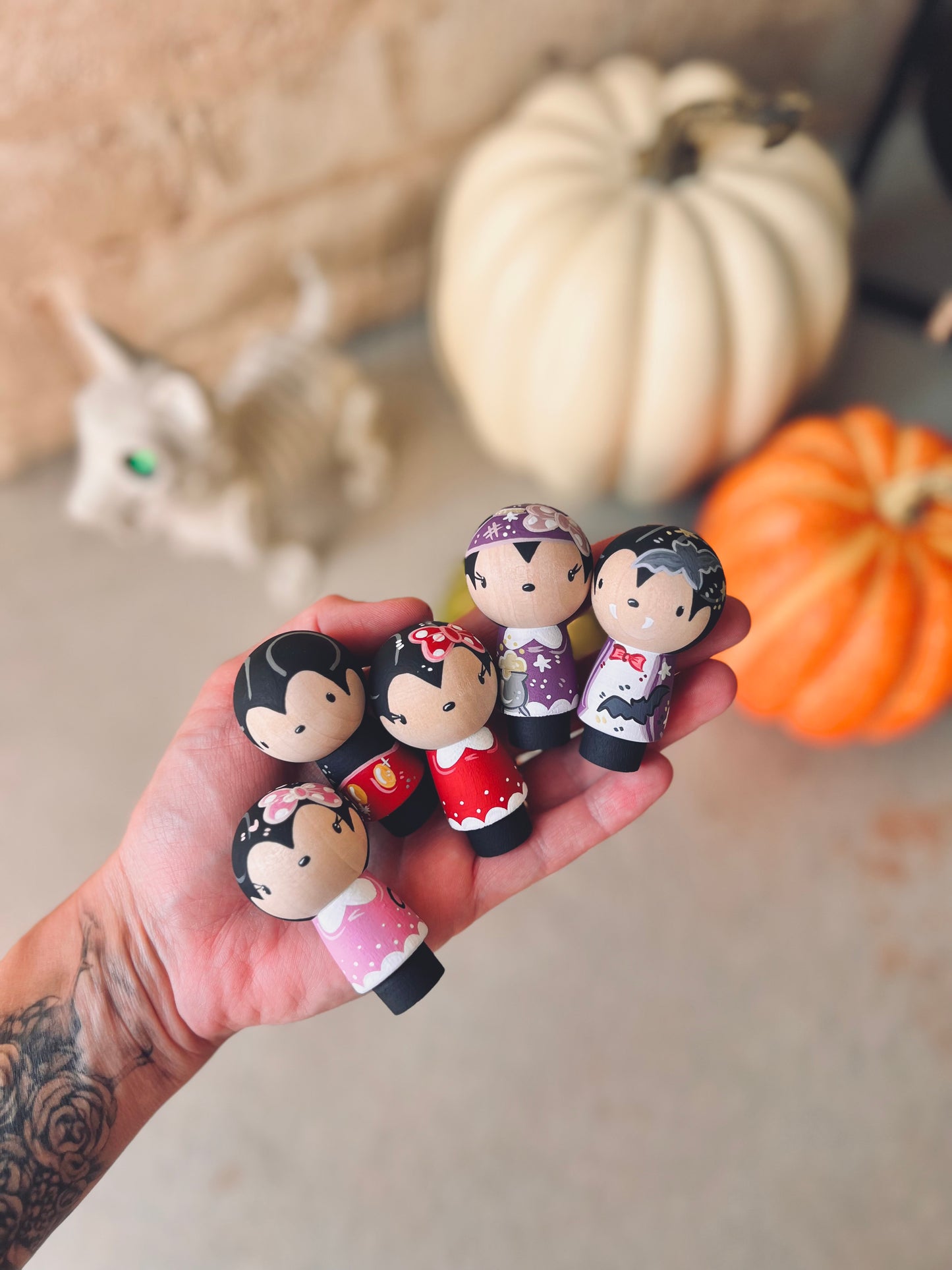 Peg Dolls - Kokeshi - Halloween