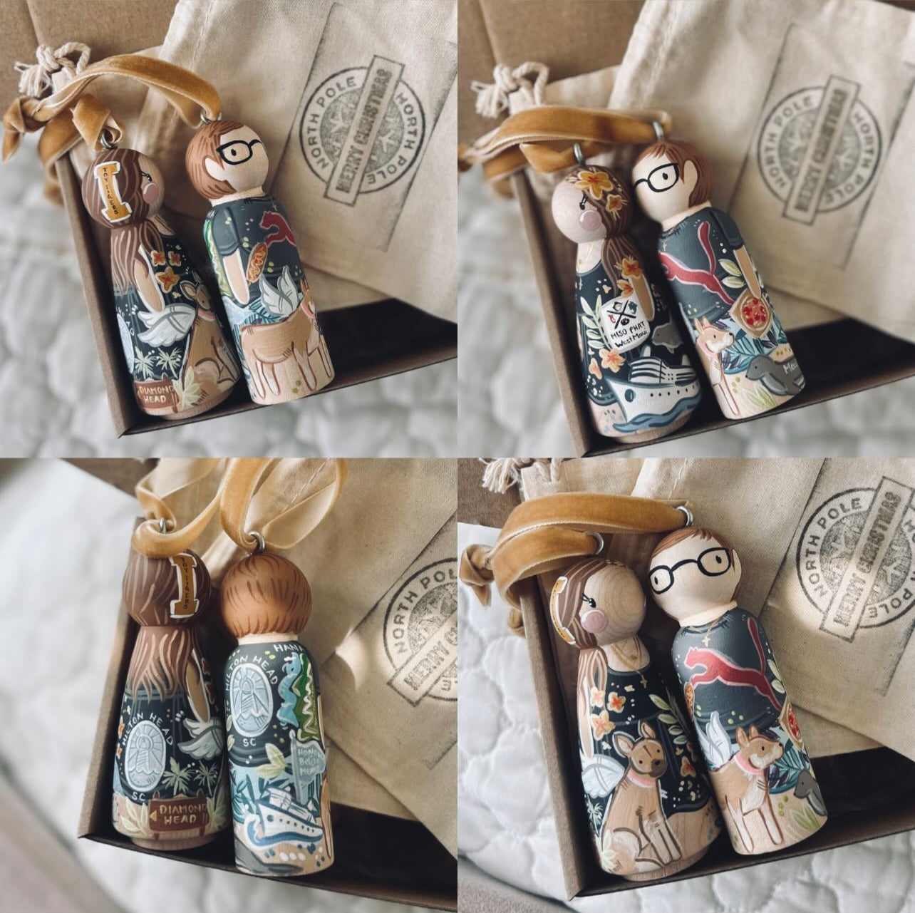 Seasonal - Christmas Ornament Peg Doll - With Hook and Ribbon