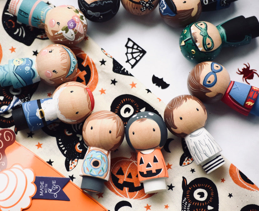 Peg Dolls - Kokeshi - Halloween