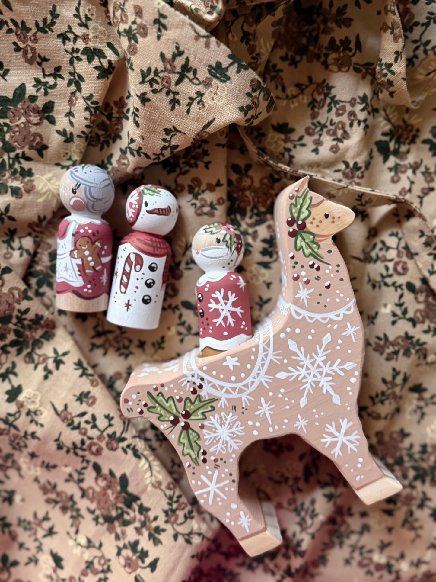 Seasonal- Christmas Llama - custom - for small & Kokeshi dolls